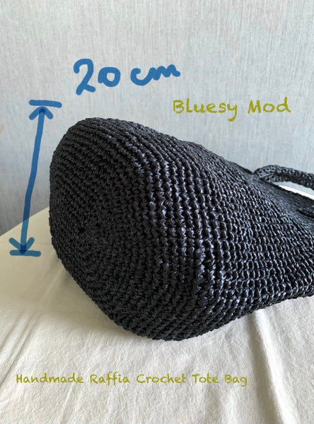 黑色棉草鈎織袋Black Raffia Crochet Tote Bag