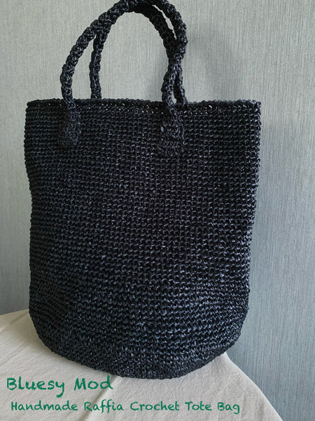 黑色棉草鈎織袋Black Raffia Crochet Tote Bag