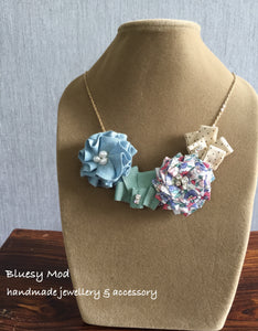 Ribbon & Pleated Blossom necklace (BRB - Ribbon & Blossom 5)